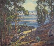 William Wendt Eucalyptus Trees and Bay oil painting